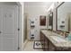 Bathroom features double sinks with granite countertops and a tiled shower at 18409 Harborside Dr, Cornelius, NC 28031