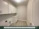 Laundry room features cabinetry, sink, and stylish tile flooring at 274 Gilead Rd, Huntersville, NC 28078