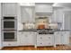 Well-equipped kitchen features stainless steel appliances, a stylish backsplash, and custom cabinets at 411 Belo Ct, Fort Mill, SC 29715