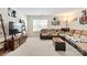 Cozy living room featuring a comfortable sectional couch, carpeted flooring, and modern decor at 4462 Haddington Dr, Fort Mill, SC 29707