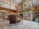 Grand living room featuring a stone fireplace, soaring ceilings, and a loft, creating a captivating focal point at 5981 Johnson Rd, Lake Wylie, SC 29710