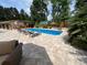 Spacious backyard with a refreshing pool, plenty of seating, and lush greenery for a private retreat at 8104 Stem Ct, Charlotte, NC 28227