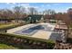 Community pool covered for the winter, with a clubhouse and picnic area surrounded by trees at 910 Elrond Nw Dr, Charlotte, NC 28269