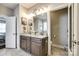 Bathroom with double vanity, granite countertop, and tiled floors at 1024 Mayapple Way, Belmont, NC 28012