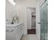 A bathroom featuring a tiled floor, a glass door shower and a single vanity at 3078 Montreaux Valley Dr, Fort Mill, SC 29707