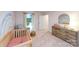 Bedroom featuring a rainbow wall design, crib, dresser and an outdoor view at 4229 Steel Way, Sherrills Ford, NC 28673