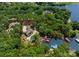 Aerial view of a sprawling property with a luxurious home, pool, and private waterfront access at 1220 Broadside Rd, York, SC 29745