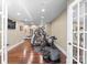 Finished basement featuring a home gym with dark hardwood floors and recessed lighting at 1220 Broadside Rd, York, SC 29745