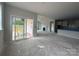 Unfinished living room features a fireplace, sliding glass doors to the back yard, and kitchen view at 2210 Camber Dr # Cwo0075, Gastonia, NC 28054