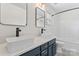 Bathroom featuring dual vanity, modern fixtures, tile flooring and a shower-tub combination at 4053 Crestview Dr, Rock Hill, SC 29732