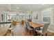 Open-concept dining area with hardwood floors, stylish chairs, and seamless access to living spaces at 830 Jefferson Dr, Charlotte, NC 28270