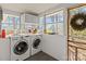 Well-lit laundry room with modern washer and dryer, complemented by ample storage and natural light at 1216 Innis Ave, Kannapolis, NC 28081