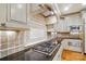 Close-up of the kitchen featuring granite countertops, stainless steel appliances, and custom backsplash at 12702 Overlook Mountain Dr, Charlotte, NC 28216