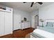 This bedroom features a ceiling fan, closet, dresser and accents including a basketball at 206 Mcconnell St, Clover, SC 29710