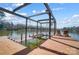 Picturesque dock featuring a boat lift and seating, offering a relaxing lakeside experience at 2139 Peninsula Dr, Clover, SC 29710
