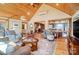 Open-concept living room with wood ceiling, recessed lighting, and cozy seating arrangement at 2139 Peninsula Dr, Clover, SC 29710
