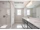 Bathroom featuring a glass-enclosed shower and a double vanity at 2216 Camber Dr # Cwo0074, Gastonia, NC 28054