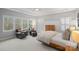 Tranquil main bedroom featuring tray ceiling, natural light, and relaxing sitting area at 5128 Providence Retreat Ln, Charlotte, NC 28270