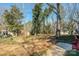 Spacious backyard featuring a mix of grass and dirt areas with scattered trees at 801 Requa Rd, Cherryville, NC 28021