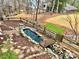Scenic backyard features an ornamental pond with a small footbridge at 9009 Cebu Ct, Fort Mill, SC 29708