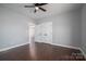 Bedroom with hardwood floors, ceiling fan, and closet with double doors at 1282 Beal Rd, Lincolnton, NC 28092