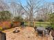 Charming outdoor patio with flagstone, wrought iron fencing, and seating area with beautiful landscaping at 2027 Meadowood Ln, Charlotte, NC 28211