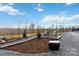Scenic backyard featuring a gravel fire pit area with string lights and well-manicured landscaping at 2288 Boheler Rd, Clover, SC 29710