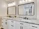 Bathroom features a dual vanity, white cabinets, granite countertops, and a large mirror at 2288 Boheler Rd, Clover, SC 29710