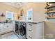 Laundry room featuring a washer and dryer, modern white cabinets, and plenty of countertop space at 2288 Boheler Rd, Clover, SC 29710