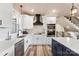 Bright kitchen featuring white cabinets, stainless steel appliances, subway tile backsplash and a large island at 40934 Deer Haven Dr, Albemarle, NC 28001