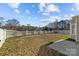 Fenced-in backyard featuring a well-maintained lawn and a concrete patio, offering a private outdoor space at 5720 Parkstone Dr, Matthews, NC 28104
