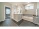Modern bathroom featuring a glass shower, tub, and stylish tile at 2125 Partridge Berry Ln, Rock Hill, SC 29730