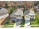 Aerial view of two-story homes with well-manicured lawns and driveways, nestled in a tree-lined neighborhood at 3428 Orr St, Charlotte, NC 28269