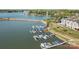 Lake view from the water, with a marina for boating and water activities at 150 Harbor Cove Ln, Mooresville, NC 28117