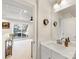 Upstairs bathroom featuring modern fixtures, a quartz countertop, and natural light at 4010 Citra Ln, Charlotte, NC 28217