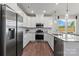 Modern kitchen with stainless steel appliances, white cabinets, and hard wood floors at 4023 Vista Pine Dr, Charlotte, NC 28215