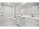 Bathroom with double vanity, modern fixtures, and tiled floor at 4027 Vista Pine Dr, Charlotte, NC 28215