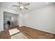 Bedroom boasting hardwood floors, ceiling fan, and recessed lighting at 4027 Vista Pine Dr, Charlotte, NC 28215