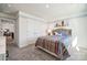 A charming bedroom features a plush plaid quilt, complemented by neutral walls, double door closet, and delightful dog-themed décor at 4035 Vista Pine Dr, Charlotte, NC 28215