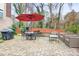 Private backyard with patio, outdoor seating, grill, and mature trees at 404 N Laurel Ave # 18, Charlotte, NC 28204