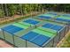 Overhead view of several green and blue pickleball courts at 9096 El Sworth Dr, Sherrills Ford, NC 28673