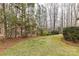 Well maintained backyard with a manicured lawn and mature trees surrounding the property at 1017 Patrick Johnston Ln, Davidson, NC 28036