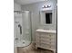 Bathroom with glass enclosed shower and vanity at 110 2Nd St, Spencer, NC 28159