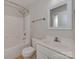 Bathroom featuring a shower-tub combo and single sink vanity at 2100 Winding Oaks Trl, Waxhaw, NC 28173