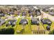Aerial view showcases the property lines and the well-maintained yards with lush green lawns in a quiet neighborhood at 4405 Zee Ct, Monroe, NC 28110