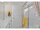 Bathroom with a vanity and a shower featuring decorative curtain at 4405 Zee Ct, Monroe, NC 28110