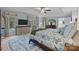 Spacious main bedroom features a large patterned rug, entertainment center, and tray ceiling at 4739 Binfords Ridge Rd, Charlotte, NC 28226