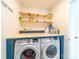 Convenient laundry room with built-in shelving and a side-by-side washer and dryer at 1004 Loganberry Ln, Salisbury, NC 28146