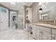 Elegant bathroom with a glass-enclosed shower, dual sink vanity, and walk-in closet at 145 Milford Cir, Mooresville, NC 28117