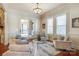 Comfortable sitting area featuring hardwood floors, elegant seating, and sliding glass doors at 4124 Sherbrooke Dr, Charlotte, NC 28210